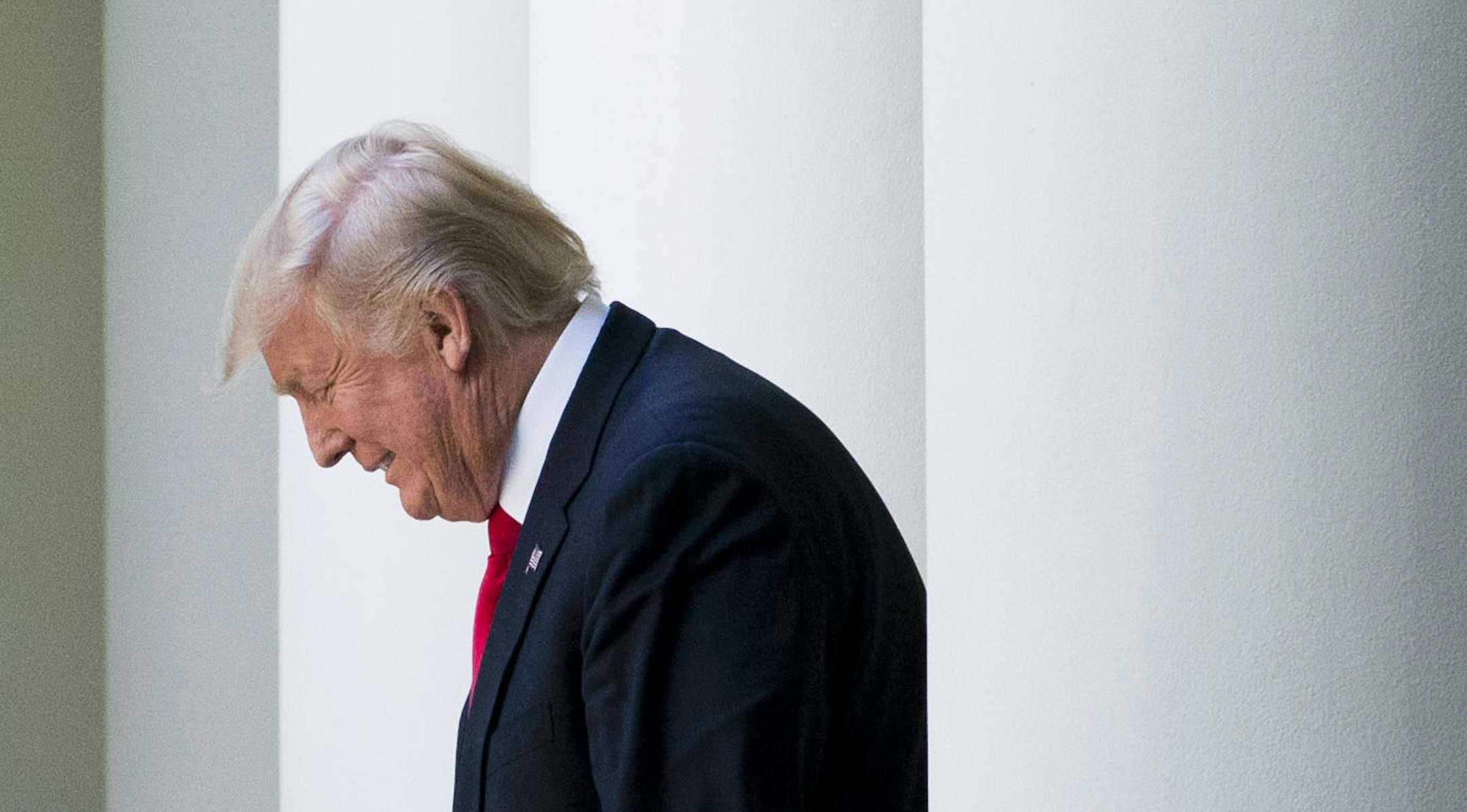 President Donald Trump walks into the Rose Garden to speak to boys and girls with the American Legion&#xed;s youth programs, at the White House in Washington, July 26, 2017. Trump&#xed;s declaration that transgender individuals would be barred from military service was met with surprise at the Pentagon, outrage from advocacy groups and praise from social conservatives on Wednesday. (Doug Mills/The New York Times) ORG XMIT: XNYT80
