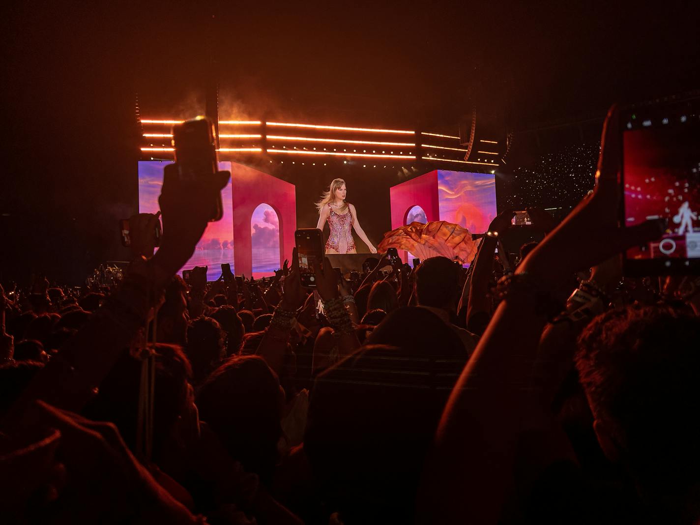 Fans attend Taylor SwiftÕs Eras Tour at El Monumental Stadium in Buenos Aires, Argentina, Nov. 9, 2023. The singer-songwriter began her Eras Tour outside North America, and some Swifties in Argentina camped out for more than five months. (Sarah Pabst/The New York Times)