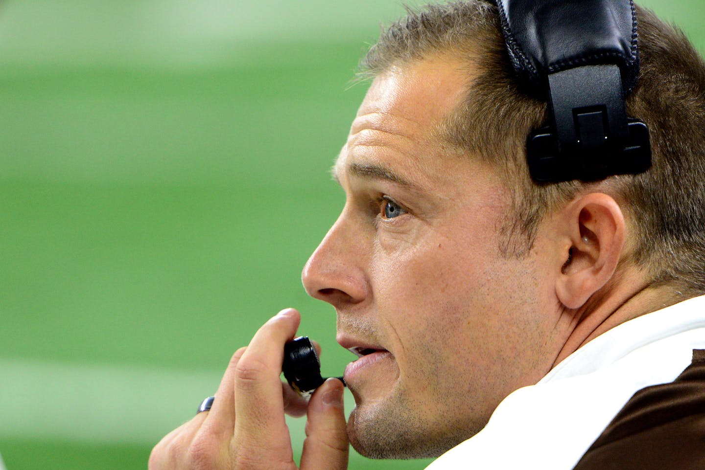 DETROIT, MI - DECEMBER 02: Western Michigan Broncos Head Coach P. J. Fleck looks on during the MAC Championship game between the Ohio Bobcats and the Western Michigan Broncos on December 2, 2016, at Ford Field in Detroit, Michigan. (Photo by Michael Allio/Icon Sportswire) (Icon Sportswire via AP Images) ORG XMIT: 274056