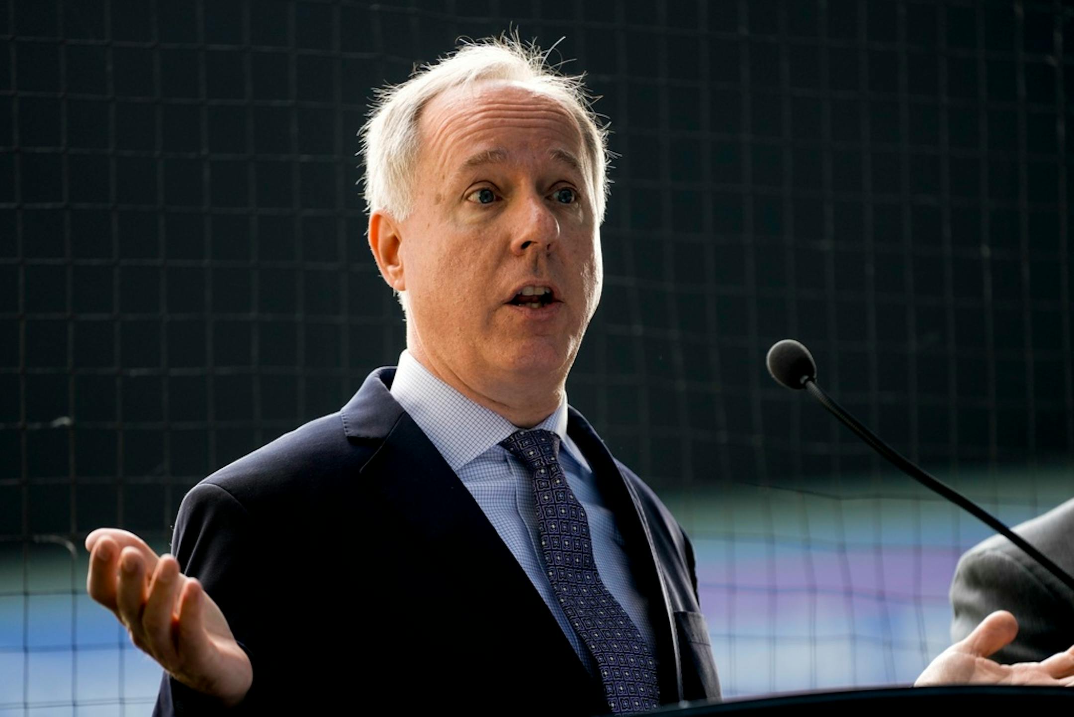 FILE - Wisconsin Speaker of the Assembly Robin Vos speaks during a news conference, Sept. 18, 2023, at American Family Field in Milwaukee.