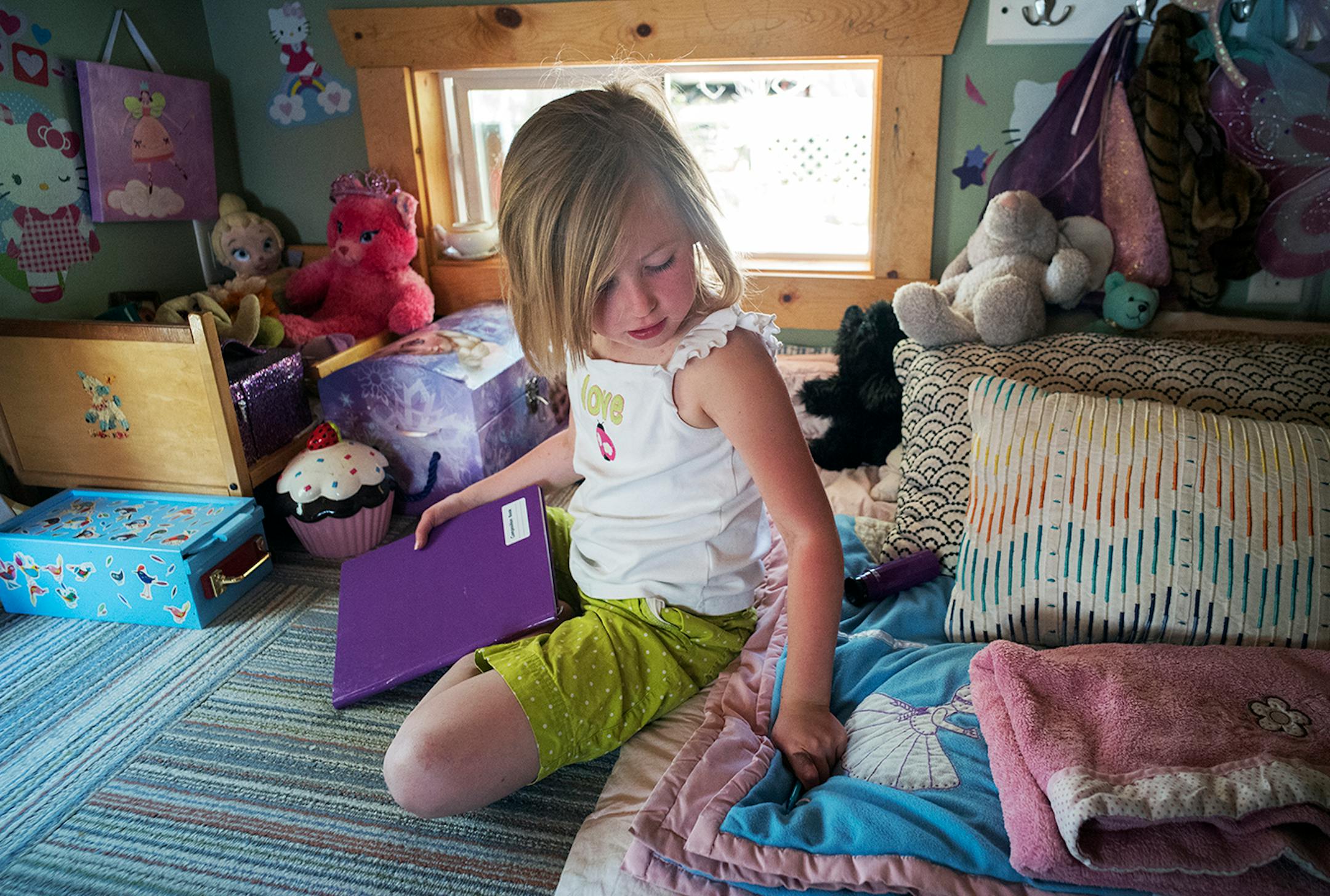 Story, 6, plays in the loft.