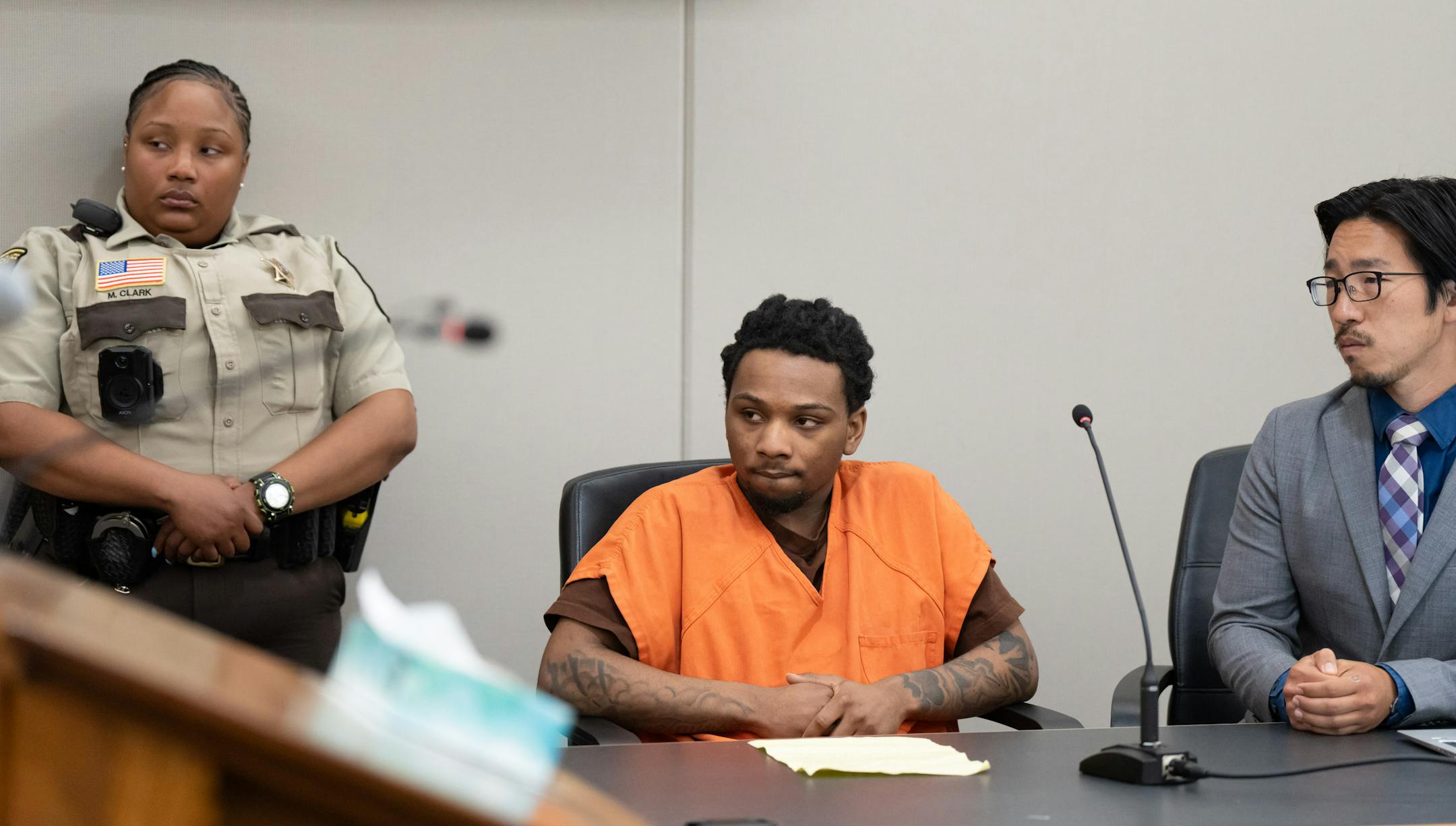 D'Pree Robinson listened as Hennepin County Judge Julie Allyn spoke to him after he read his letter to her.