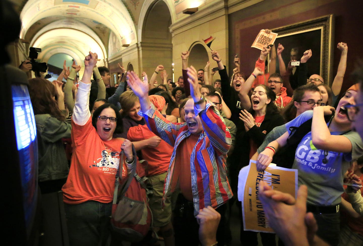 Supporters in the Capitol rotunda reacted after the Senate vote.