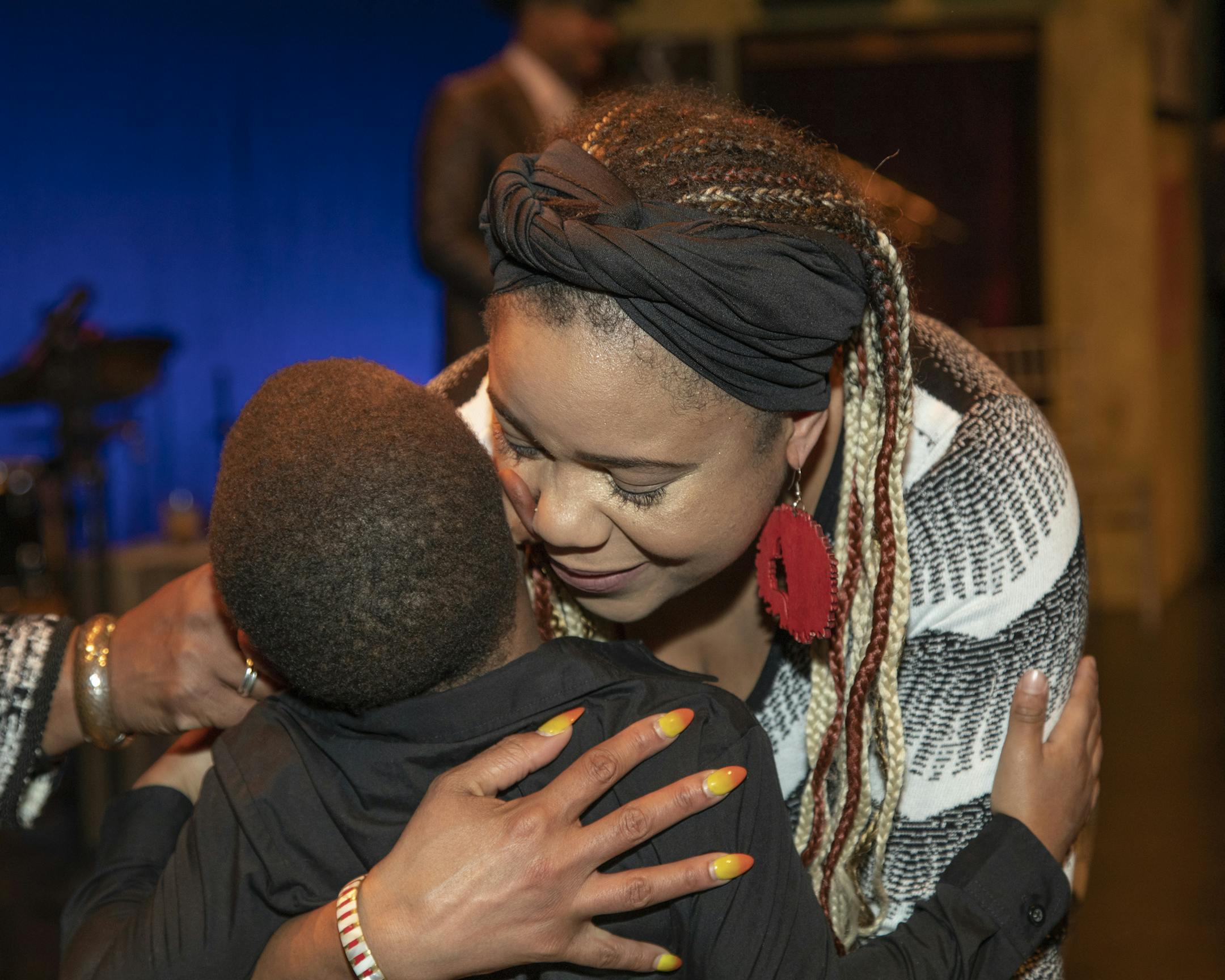 Zena Moses congratulated son Messiah Moses Albert. Both are cast members of "Hot Funky Butt Jazz."