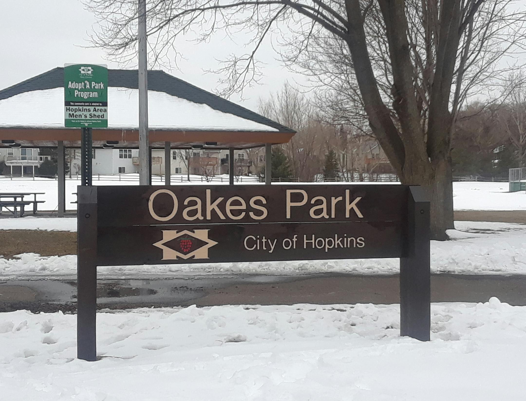 Oakes Park in northeast Hopkins, adopted last year by the Hopkins Area Men's Shed under the city's Adopt A Park program. The Men's Shed, a group of retired men that works on community service projects, pick up litter at Oakes and Harley Hopkins parks.