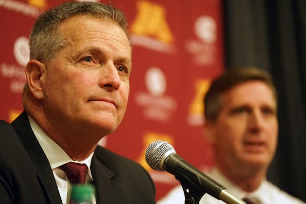Don Lucia, U of M Gophers hockey head coach, announced his retirement from the program at a press conference with Athletic Director Mark Coyle.]Men's 