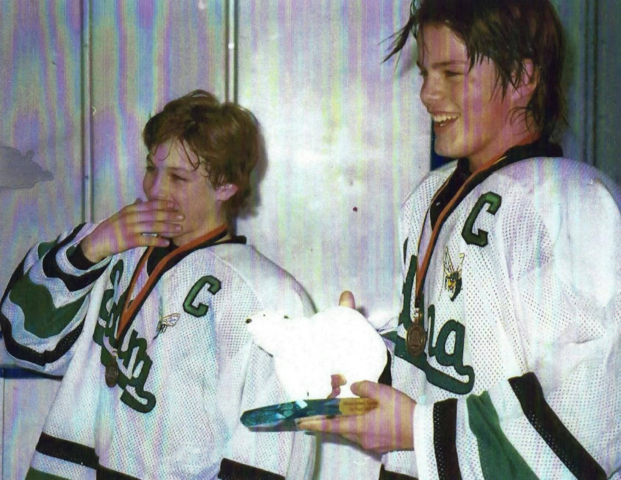 courtesy photo of Anders Lee and Zach Budish from Pee-Wee Hockey into merlin for use with UPUK0107. Lee is left, Budish is right. Courtesy of Budish family.