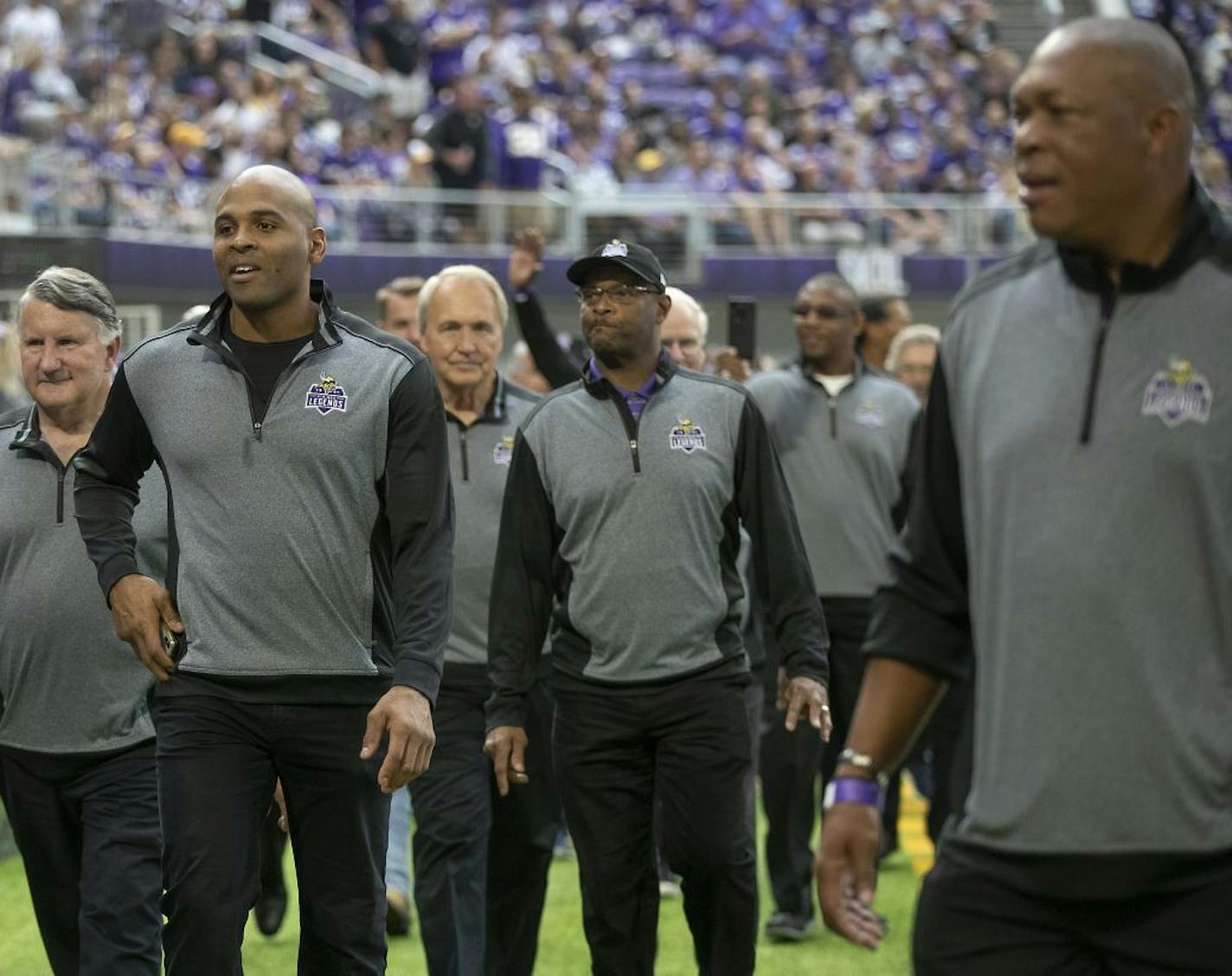 Members of the 1969 Vikings were honored at halftime.