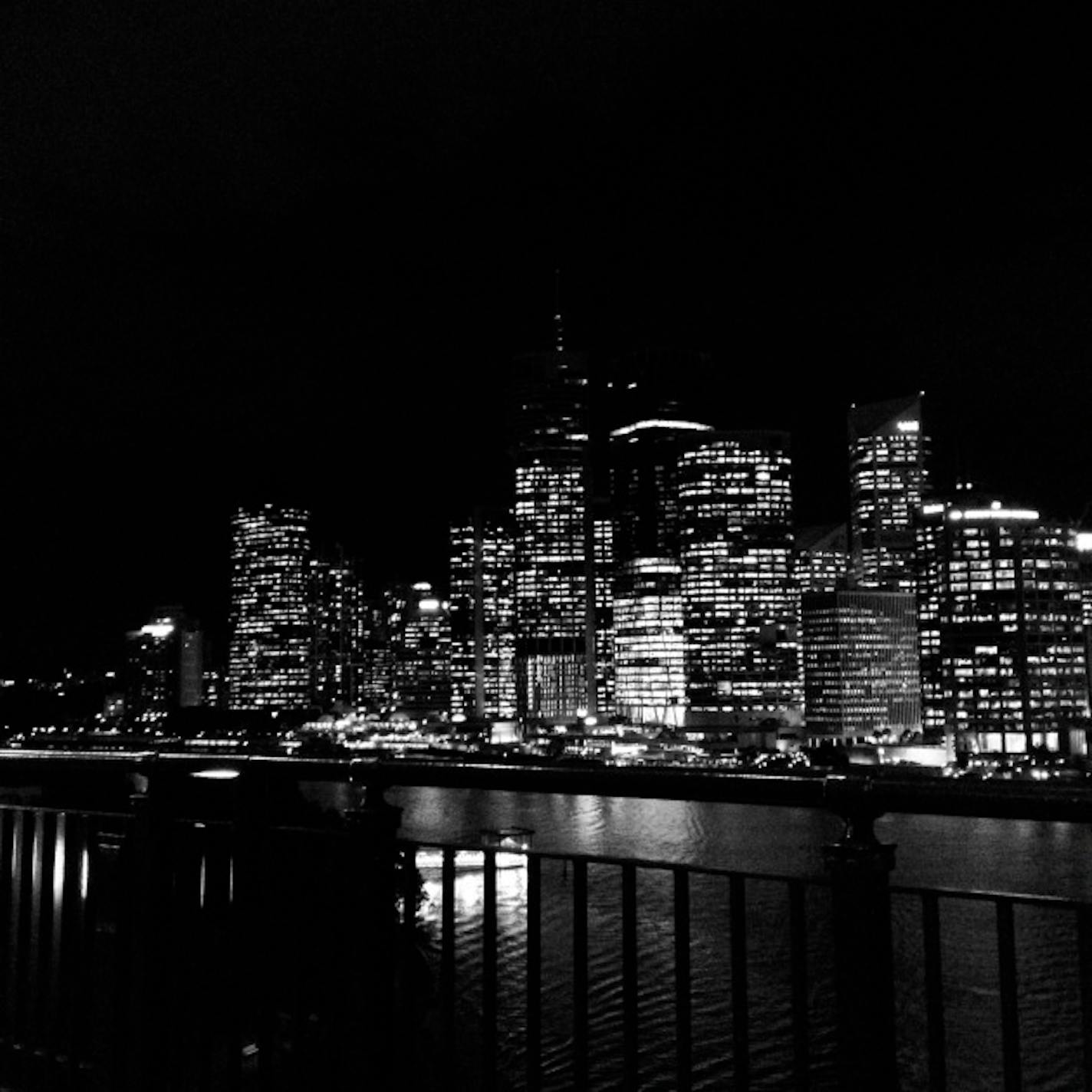 Brisbane at night in Black and White.