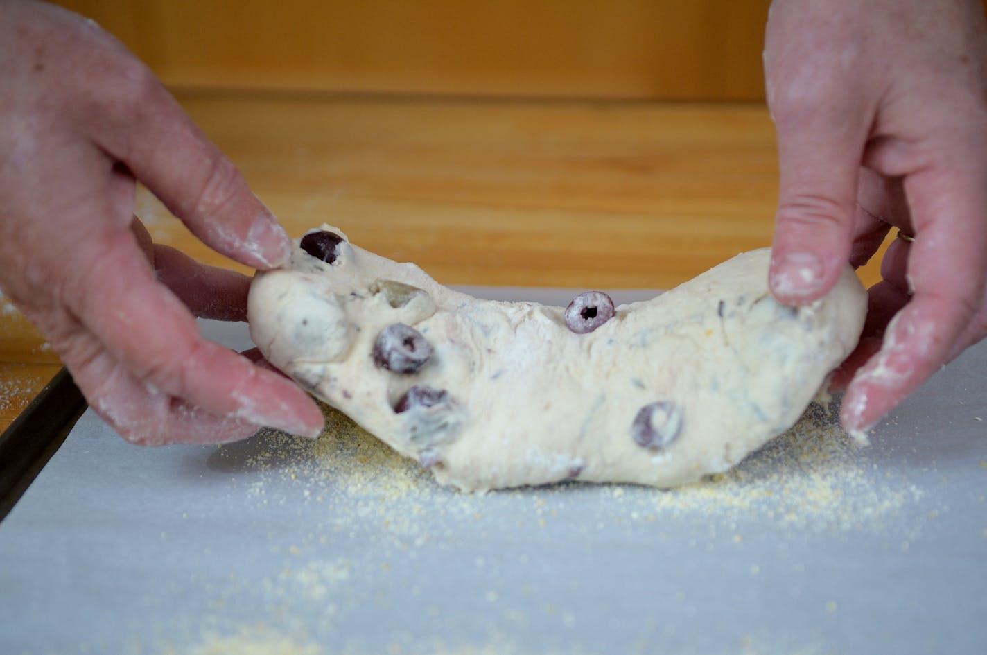 Place loaf on top of cornmeal on the baking sheet. ] (SPECIAL TO THE STAR TRIBUNE/BRE McGEE)