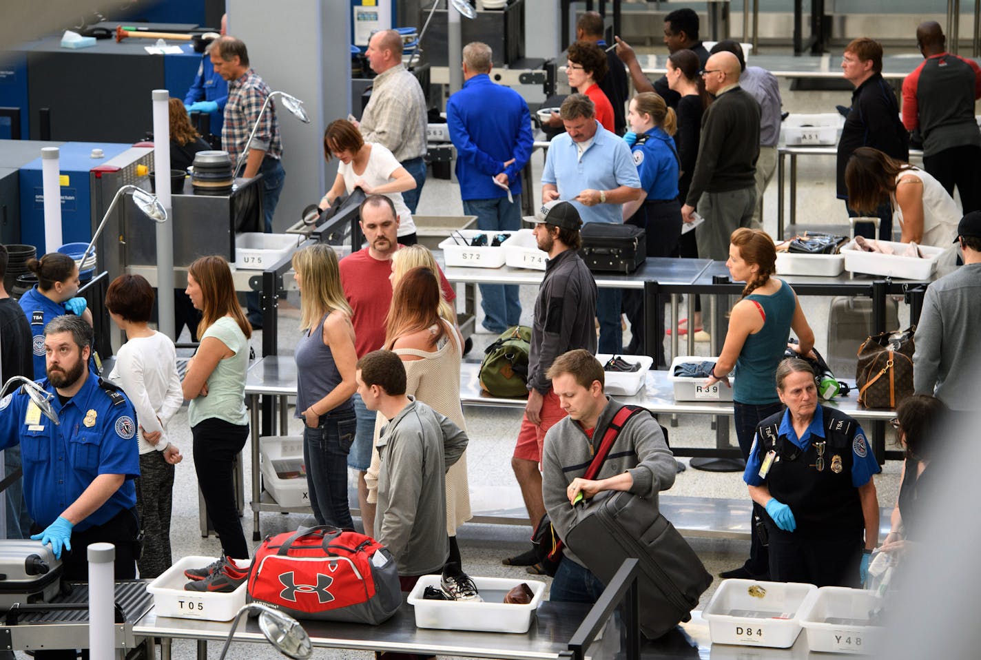 Security lines at Minneapolis-St. Paul International Airport moved at a normal pace Thursday morning with no visible backups. The TSA had most checkpoints open. ] GLEN STUBBE * gstubbe@startribune.com Thursday, May 19, 2016 EDS, Photos were taken between 8-9am. The busy summer travel season approaches, and questions linger whether the Spring Break debacle at the Minneapolis-St. Paul International Airport will repeat itself with long lines and cranky travelers. MSP