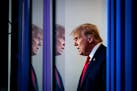 President Donald Trump arrives for a news conference at the White House in Washington, Sept. 10, 2020. (Erin Schaff/The New York Times) -- STANDALONE 