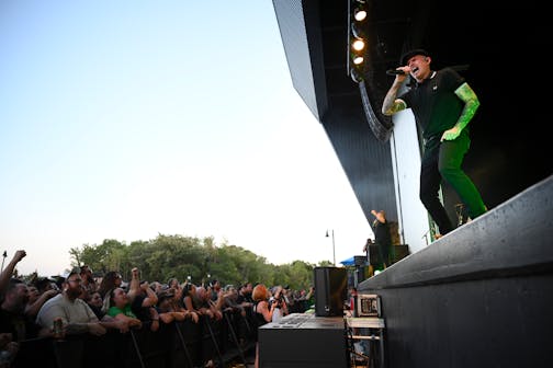 "Dropkick Murphys" vocalist Al Barr performed at Tuesday night's concert at the Ledge Amphitheater in Waite Park.