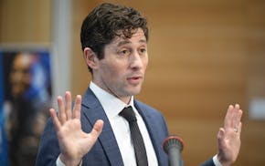 Mayor Jacob Frey speaks Wednesday about the ride share ordinance during a news conference in downtown Minneapolis.