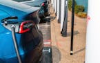 A charging station for electric vehicles in Corte Madera, Calif., on Aug. 19, 2021.