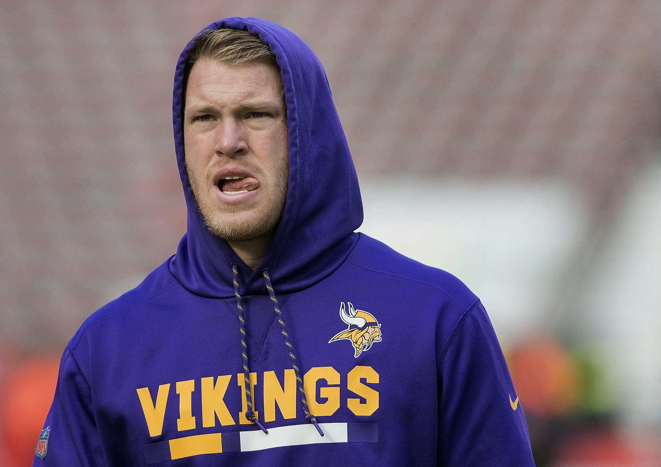 Minnesota Vikings Kyle Rudolph. ] CARLOS GONZALEZ • cgonzalez@startribune.com - October 29, 2017, London, England, UK, Twickenham Stadium, NFL, Minnesota Vikings vs. Cleveland Browns,