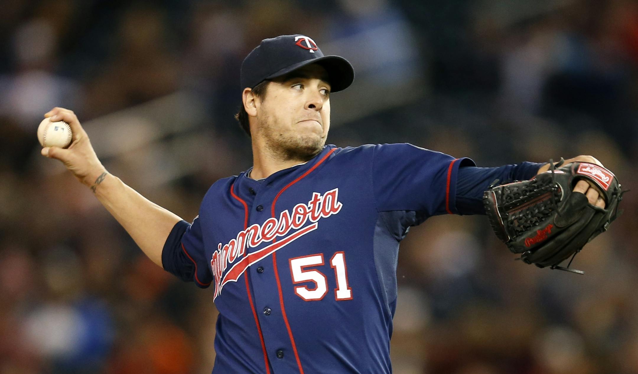 Minnesota Twins starting pitcher Anthony Swarzak (51) in the second inning.