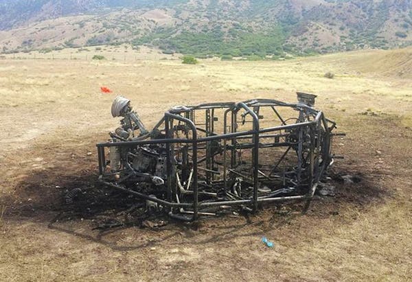 A rented Polaris RZR900 recreational off-road vehicle caught fire after tipping over in July in Juab County, Utah. One of four riders, a 15-year-old g
