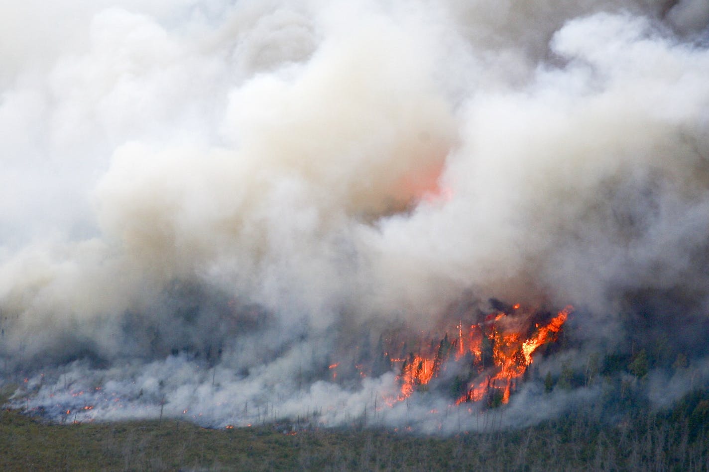 Aerial photo of the Pagami Creek wildfire taken Sept. 13, 2011 in the Boundary Waters Canoe Area Wilderness.