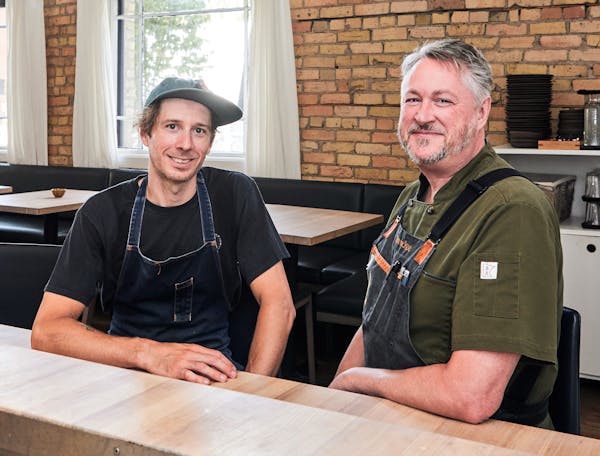 Sanjusan’s chef Peter Thillen and chef Tim McKee inside the North Loop’s Japanese Italian restaurant.