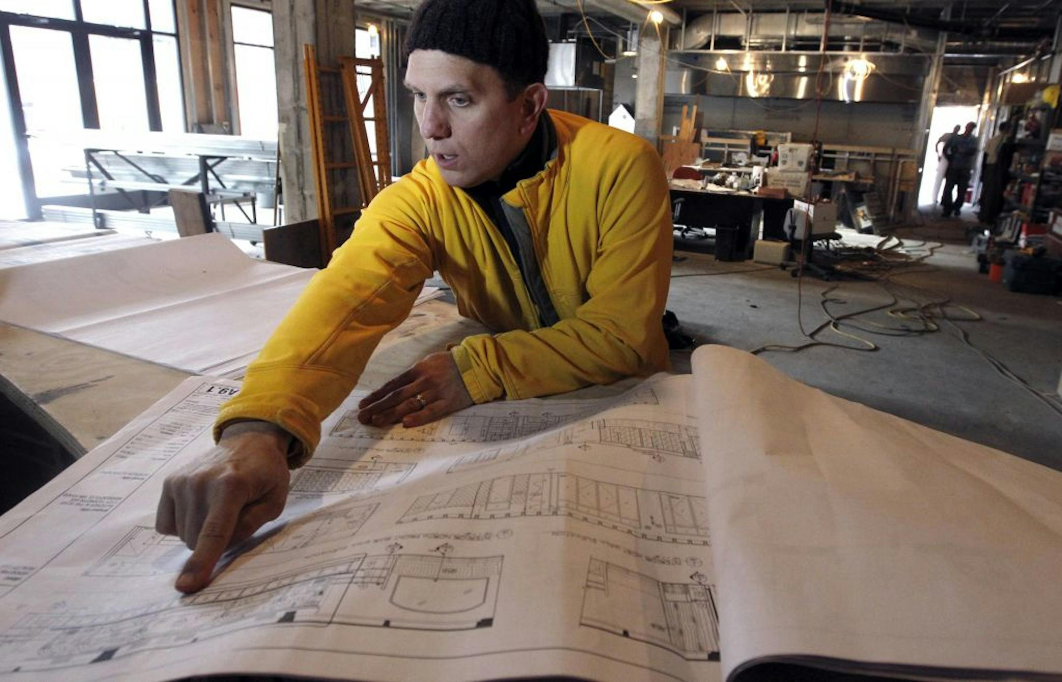 Jack Riebel showed the layout of what the restaurant will be like when it's finished.