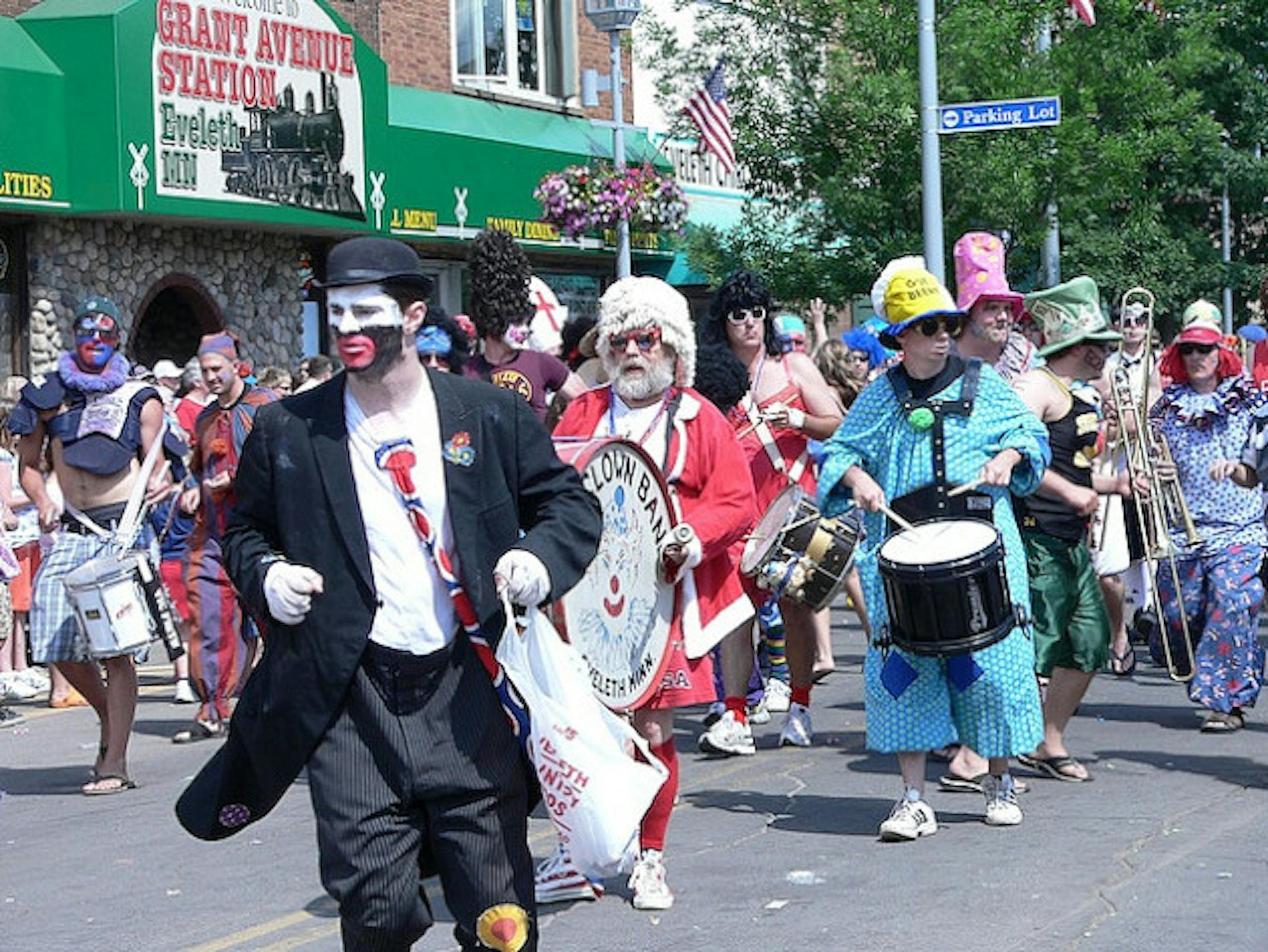 The Eveleth Clown Band performs during the July 4, 2008 Eveleth Fourth of July parade on the Iron Range. PHOTO: M.C. Morgan, Creative Commons license
