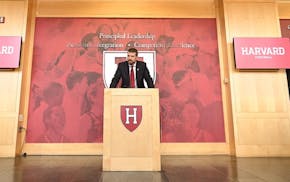 Andy Aurich spoke during his introduction as Harvard's new head football coach.