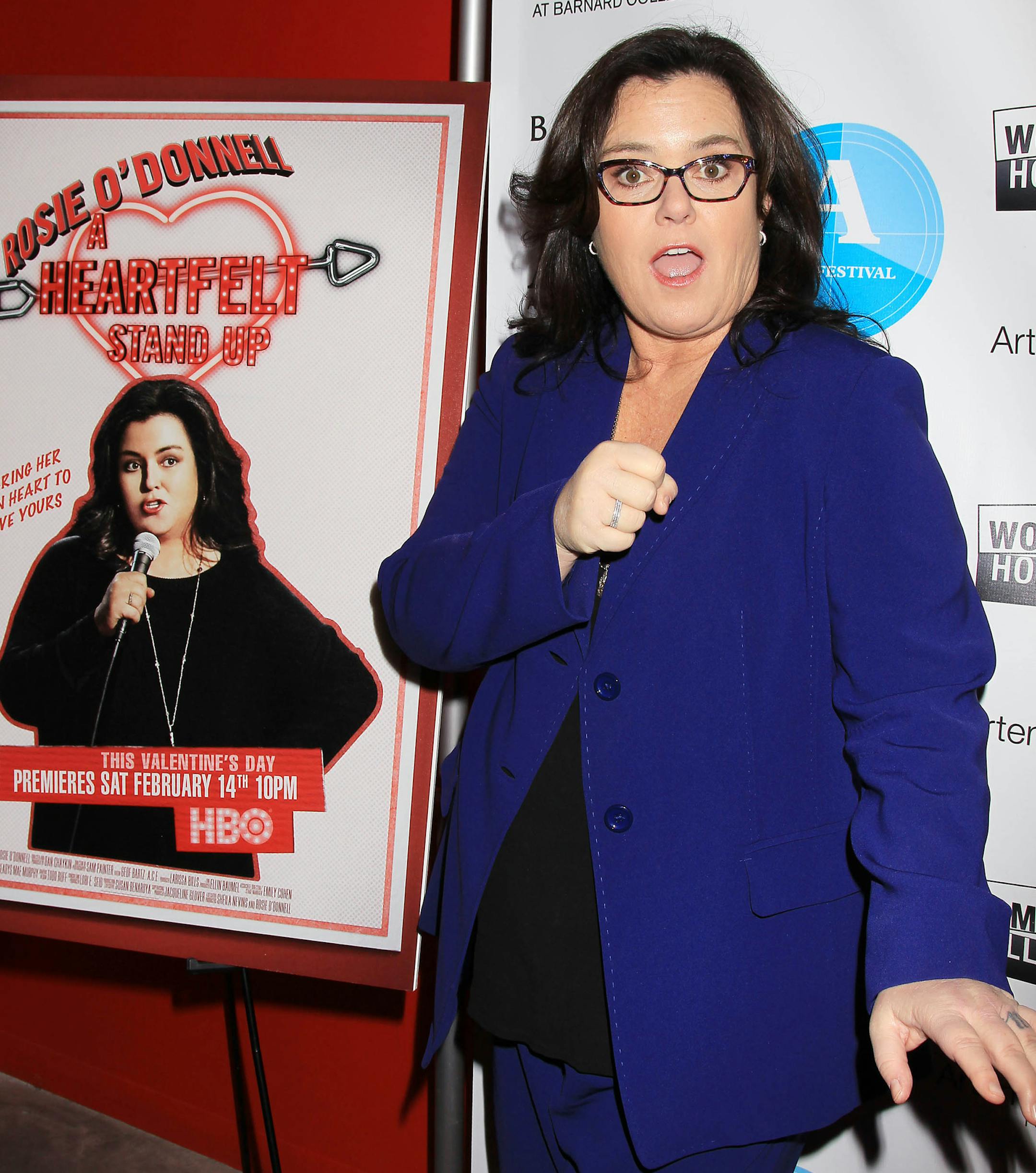 In this Feb. 7, 2015 photo released by Starpix, Rosie O'Donnell poses at the premiere of "Rosie O'Donnell- A Heartfelt Stand Up" at The 2015 Athena Film Festival . (AP Photo/Starpix, Dave Allocca)