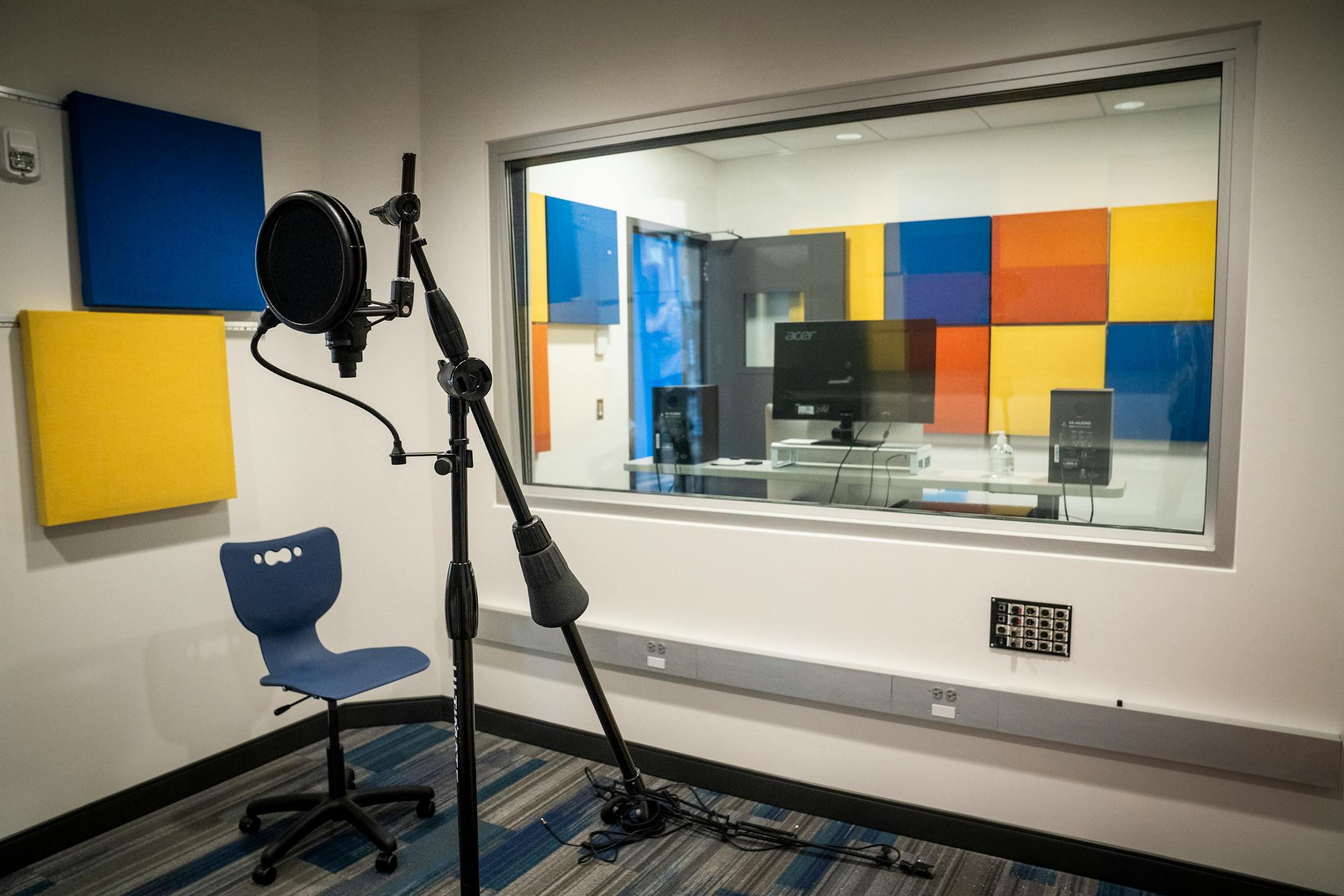 A recording studio in the Best Buy Teen Tech Center in the renovated Capri Theater.
