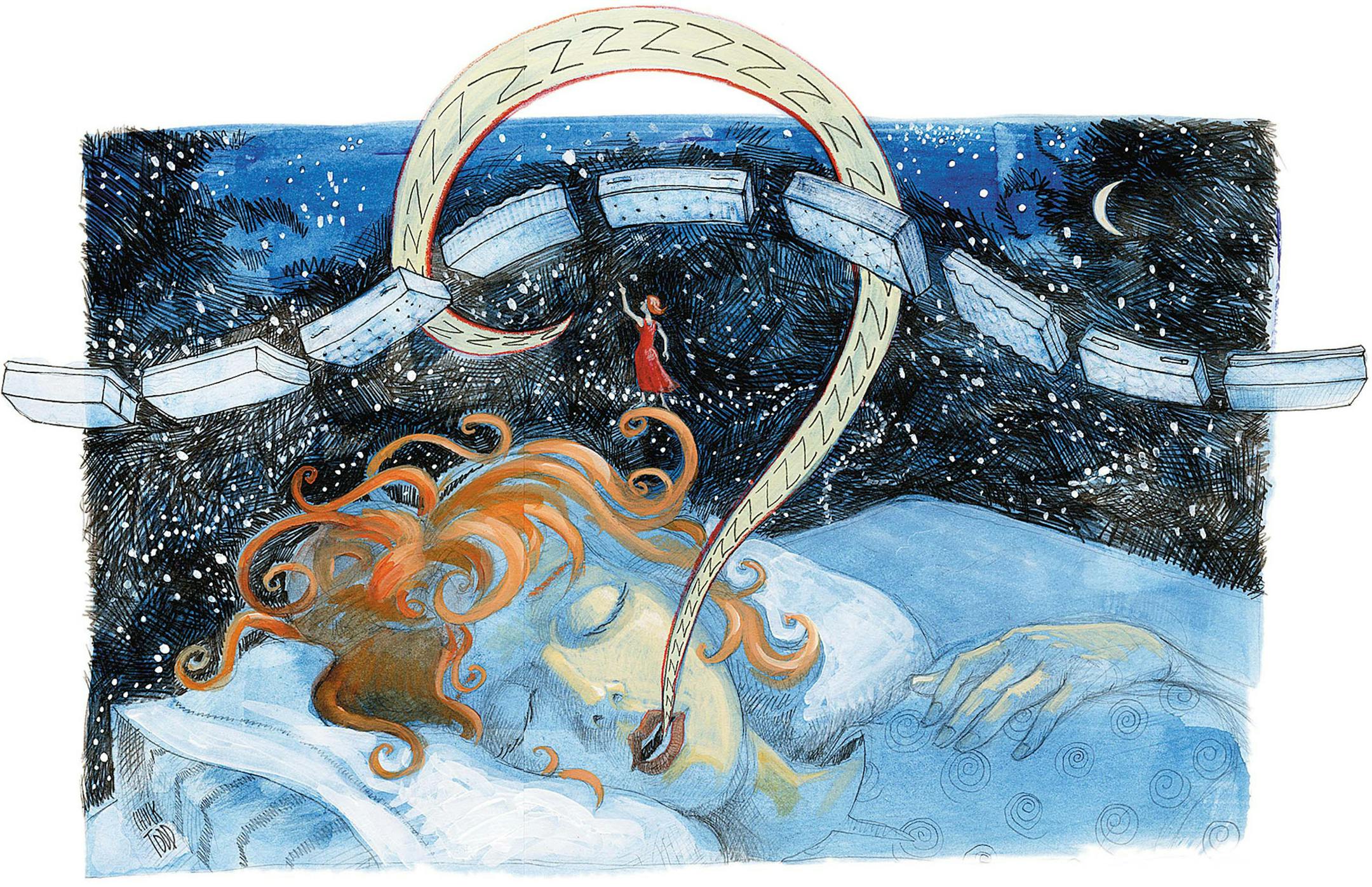 300 dpi 5 col x 6.25 in / 246x159 mm / 837x540 pixels Chuck Todd color illustration of a woman sleeping and dreaming of the ideal mattress. The Contra Costa Times 2005 <p> KEYWORDS: mattress dreamer dreams dream sleep sleeping sleeper asleep stars bed woman buying choosing krtsleep krtbusiness business krthealthmed krtnational national krtworld world krthealth health krtintlbusiness krtnamer north america krtusbusiness u.s. us united states krt aspecto aspectos negocios illustration ilustracion