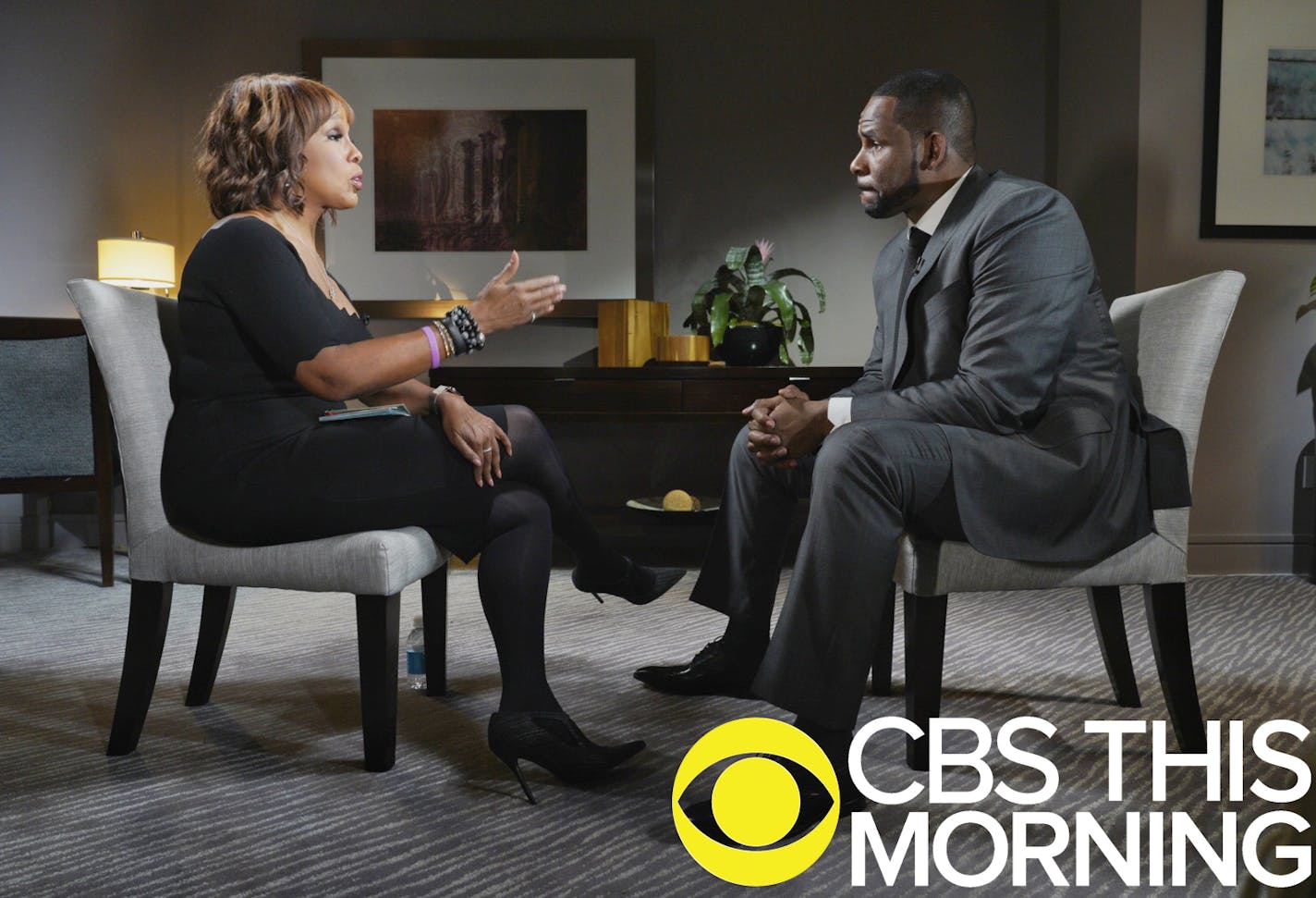 CBS This Morning co-host Gayle King sat down with R&B singer R. Kelly Tuesday in Chicago for his first television interview since he was arrested on 10 sexual abuse charges. The interview airs Wednesday, March 6 and Thursday, March 7, on CBS THIS MORNING (7:00-9:00 AM) on the CBS Television Network. (CBS/Lazarus Jean-Baptiste/TNS) **NO ARCHIVE; NO SALES; NORTH AMERICAN USE ONLY**