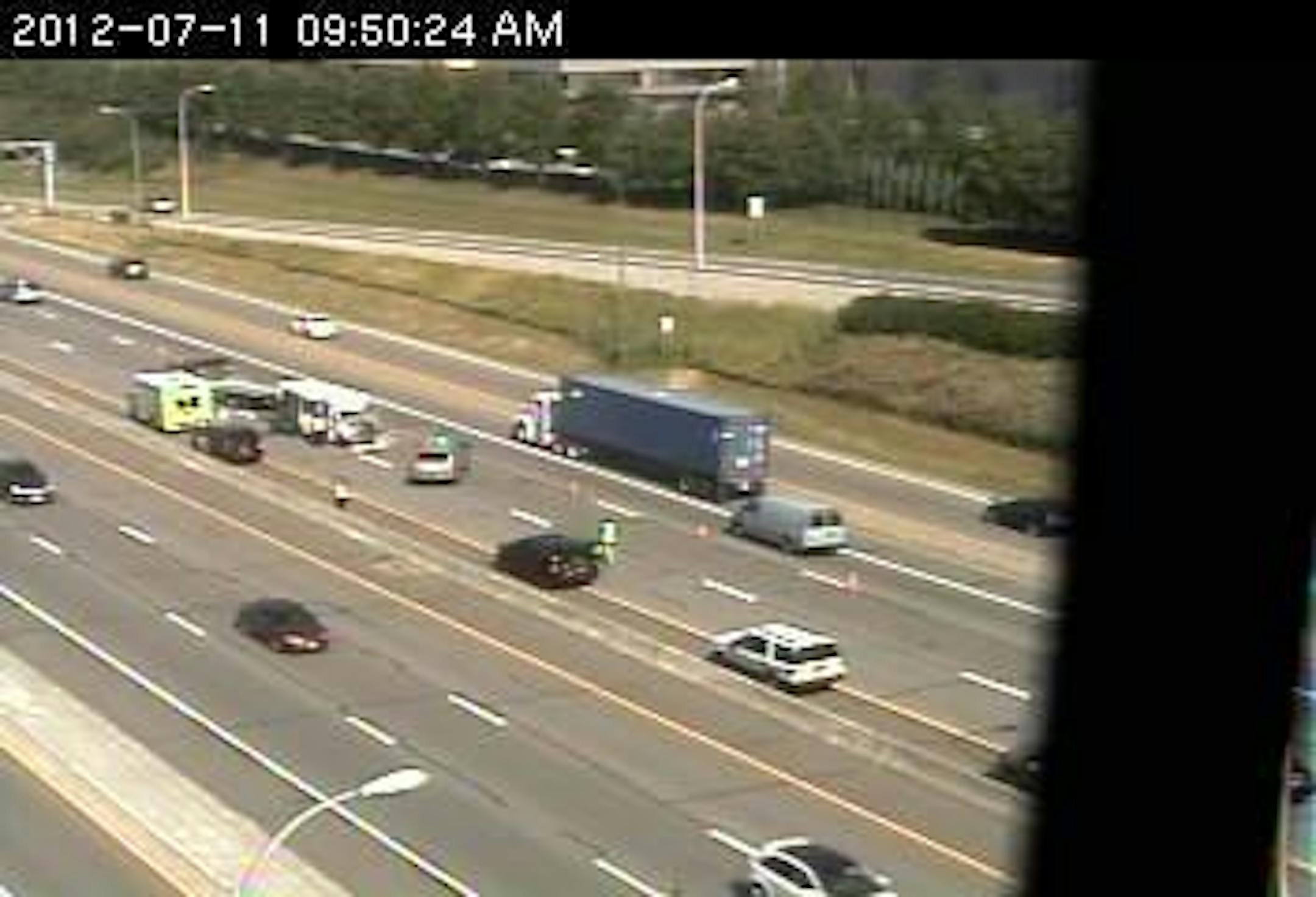 A minibus crash on westbound Interstate 394 snarled traffic on Wednesday morning.