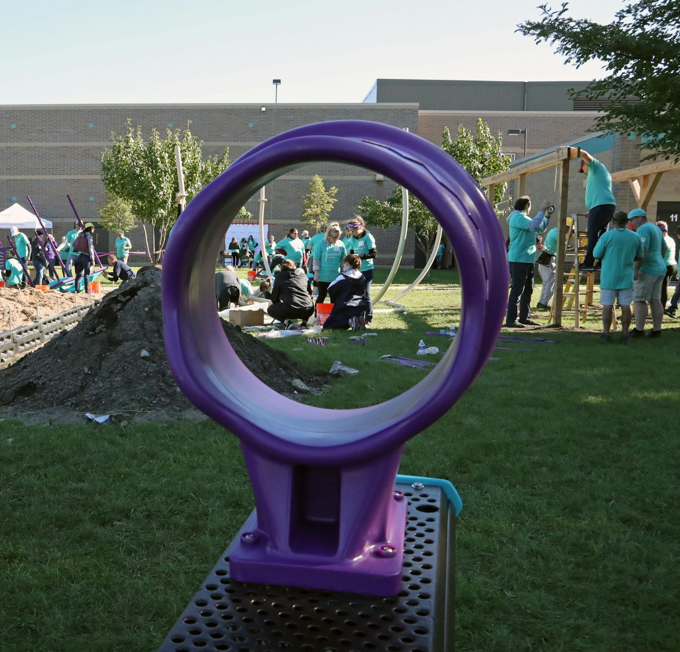 With the help from Build it with KaBOOM! and Foresters Financial, community members helped build a playground at Jenny Lind Elementary School.