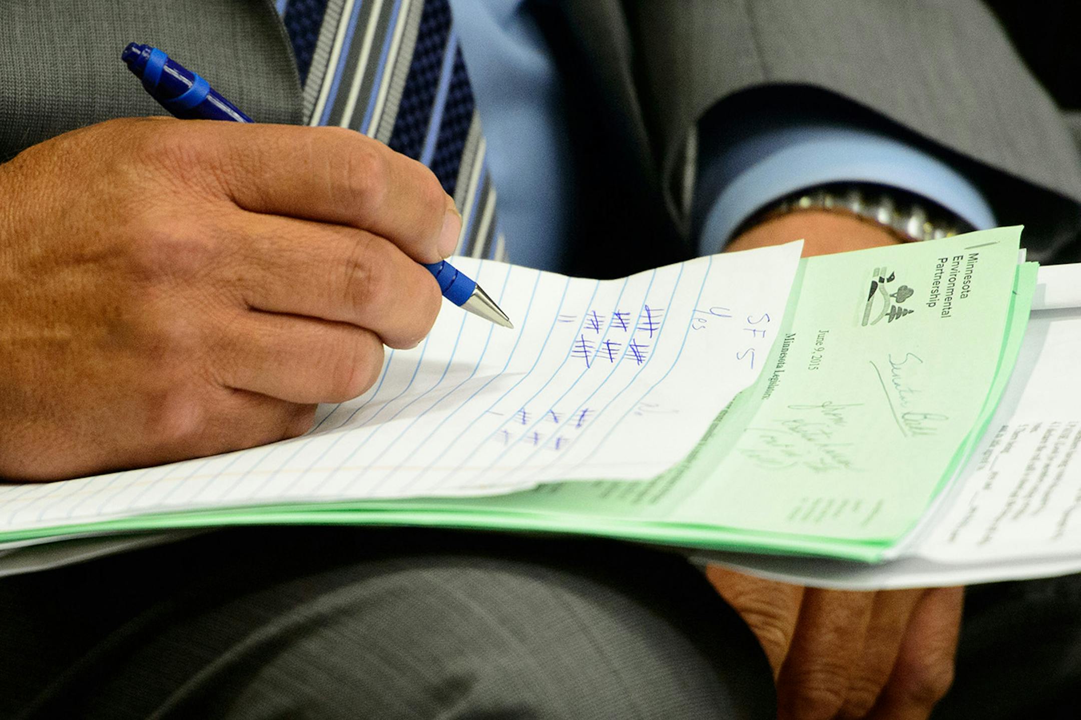 Senate Majority Leader Tom Bakk kept track of votes on the Ag and Environmental bill. The bill didn't pass by 33-32, it needs 34 to pass. The bill could still be approved if one of the members who voted no wishes to change their vote.