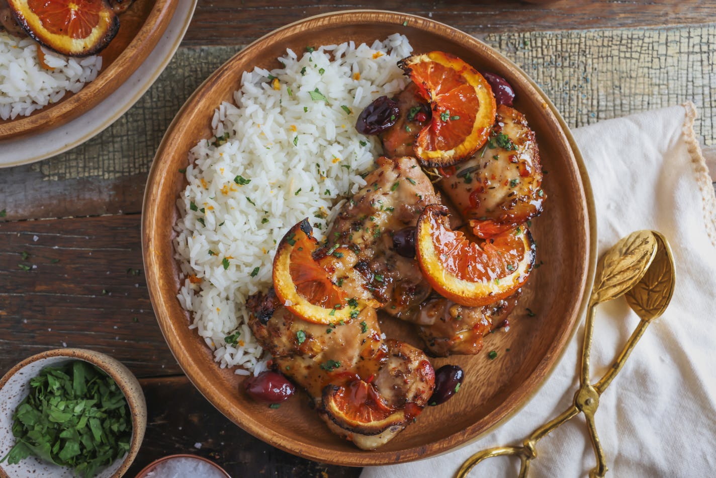 Spicy orange chicken takes advantage of peak citrus season. Recipe by Beth Dooley, photo by Ashley Moyna Schwickert, Special to the Star Tribune