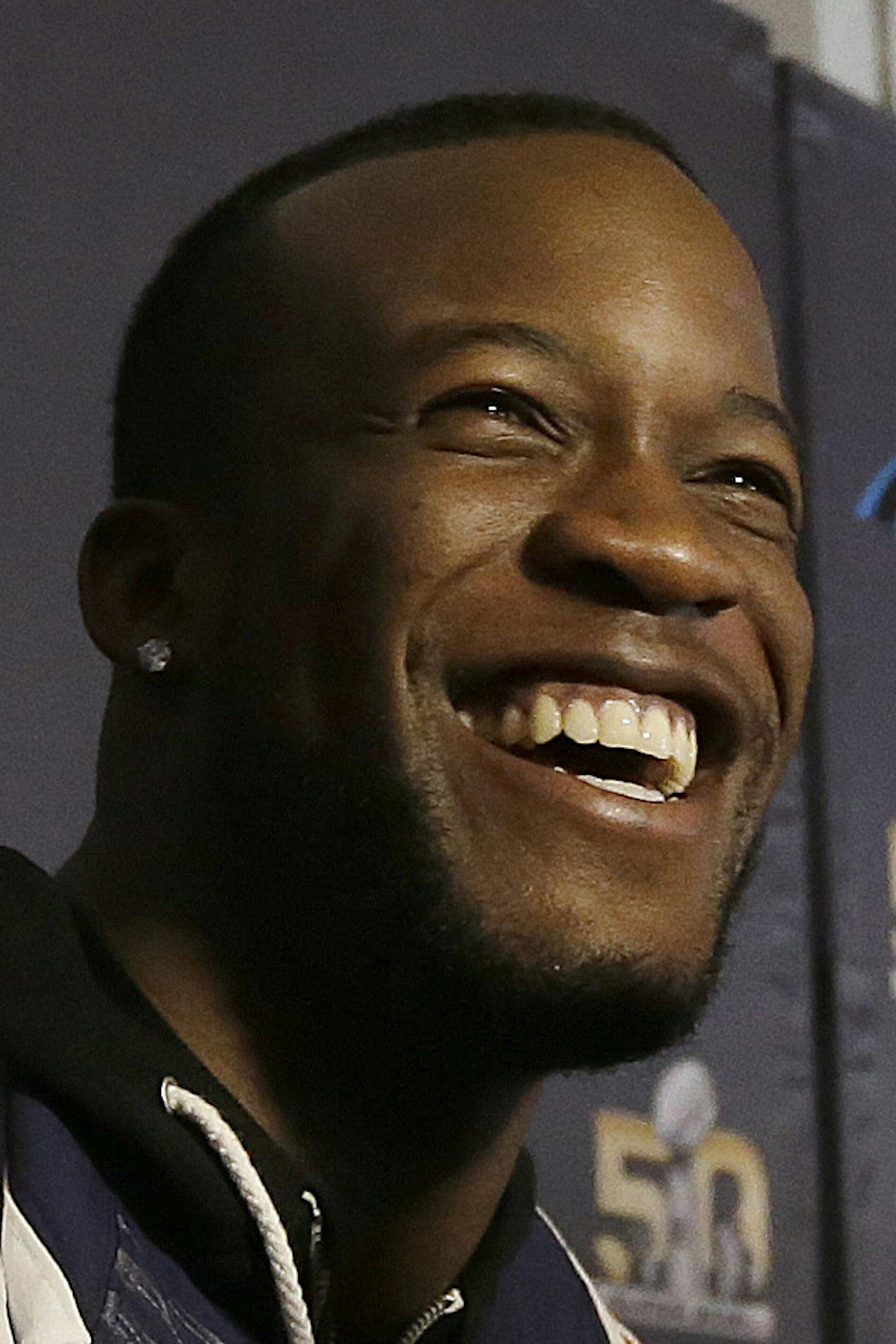 Denver Broncos running back Ronnie Hillman (23) speaks to reporters in Santa Clara, Calif., Thursday, Feb. 4, 2016. (AP Photo/Jeff Chiu)