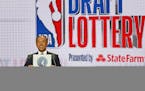 NBA deputy commissioner Mark Tatum announced what Timberwolves fans have come to expect on lottery announcement day: The franchise wouldn't be moving 