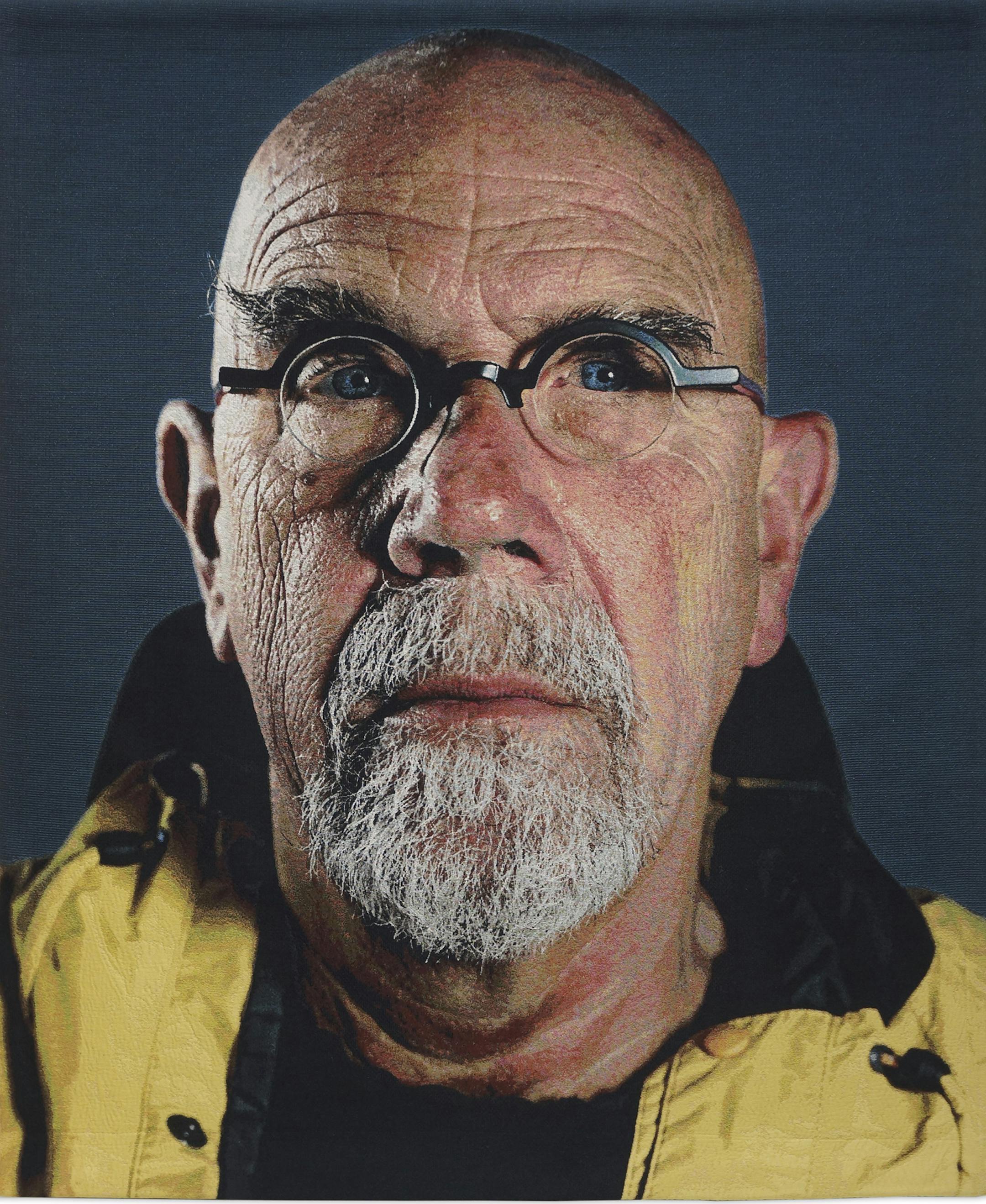 Provided by Walker Art Center Self-portrait tapestry by Chuck Close, collection Walker Art Center