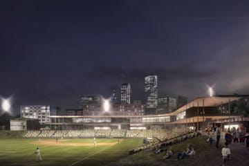 Design concept of the new Lowertown Ballpark in St. Paul.