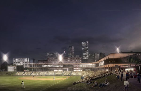 Design concept of the new Lowertown Ballpark in St. Paul.