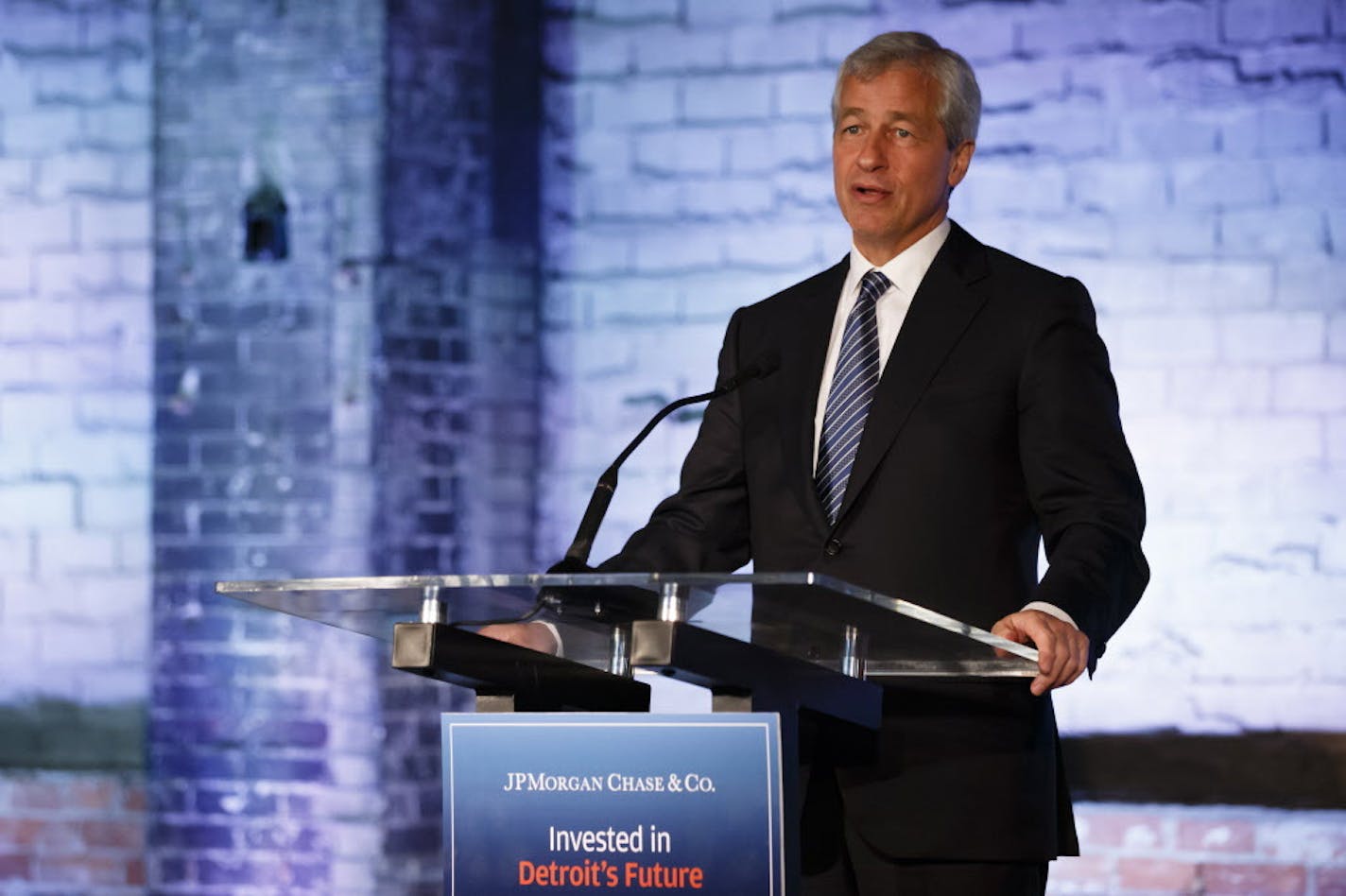 IMAGE DISTRIBUTED FOR JPMORGAN CHASE CO. - JPMorgan Chase CEO Jamie Dimon visits Detroit on the one year anniversary of the firm's $100 million commitment to the city's revitalization, on Monday, May 18, 2015 in Detroit. (Photo by Rick Osentoski/Invision for JPMorgan Chase Co./AP Images)