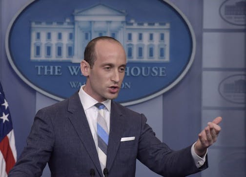 White House senior policy adviser Stephen Miller speaks during the daily briefing at the White House in Washington, Wednesday, Aug. 2, 2017.