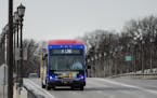 An A Line bus, part of Metro Transit’s bus rapid transit system, runs on Ford Parkway in St. Paul.