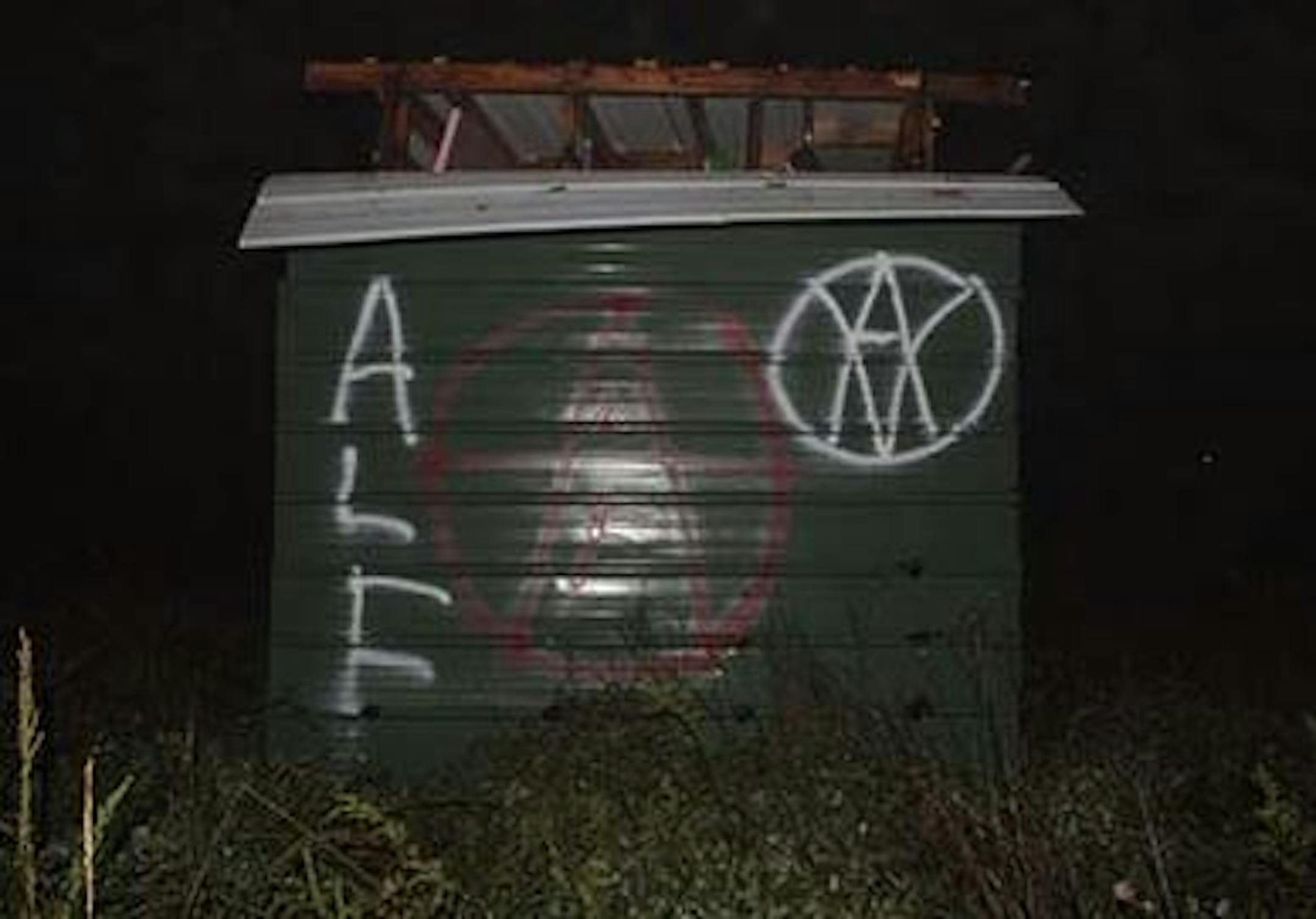 This deer stand in Dunn County was targeted by vandals.