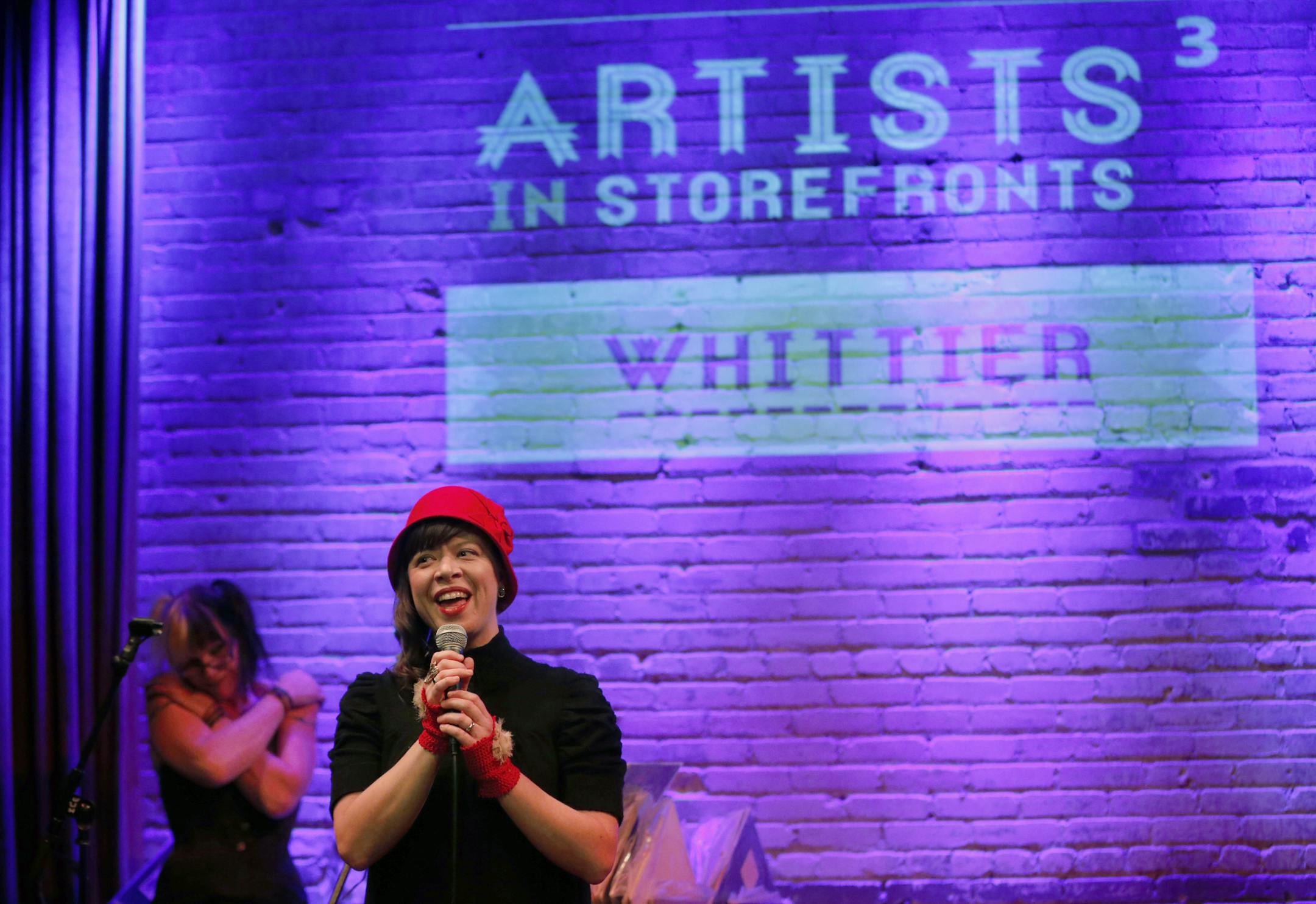 Joan Vorderbruggen, Introduces Louis Bustos Show at the Ice House Restaurant. _ The inspiration behind Louis Bustos Dress Designs, is a project involving six designers, including Project Runway contestant Christopher Straub, Raquel Redmond, Joan Vorderbruggen, Samantha Rei Crossland, Deborah Block, and Liseli Polivka. All creating garments from the 5 year-old louie's drawings. The garments were presented with a runway show , at the Ice House Restaurant earlier this month. They are displayed thro