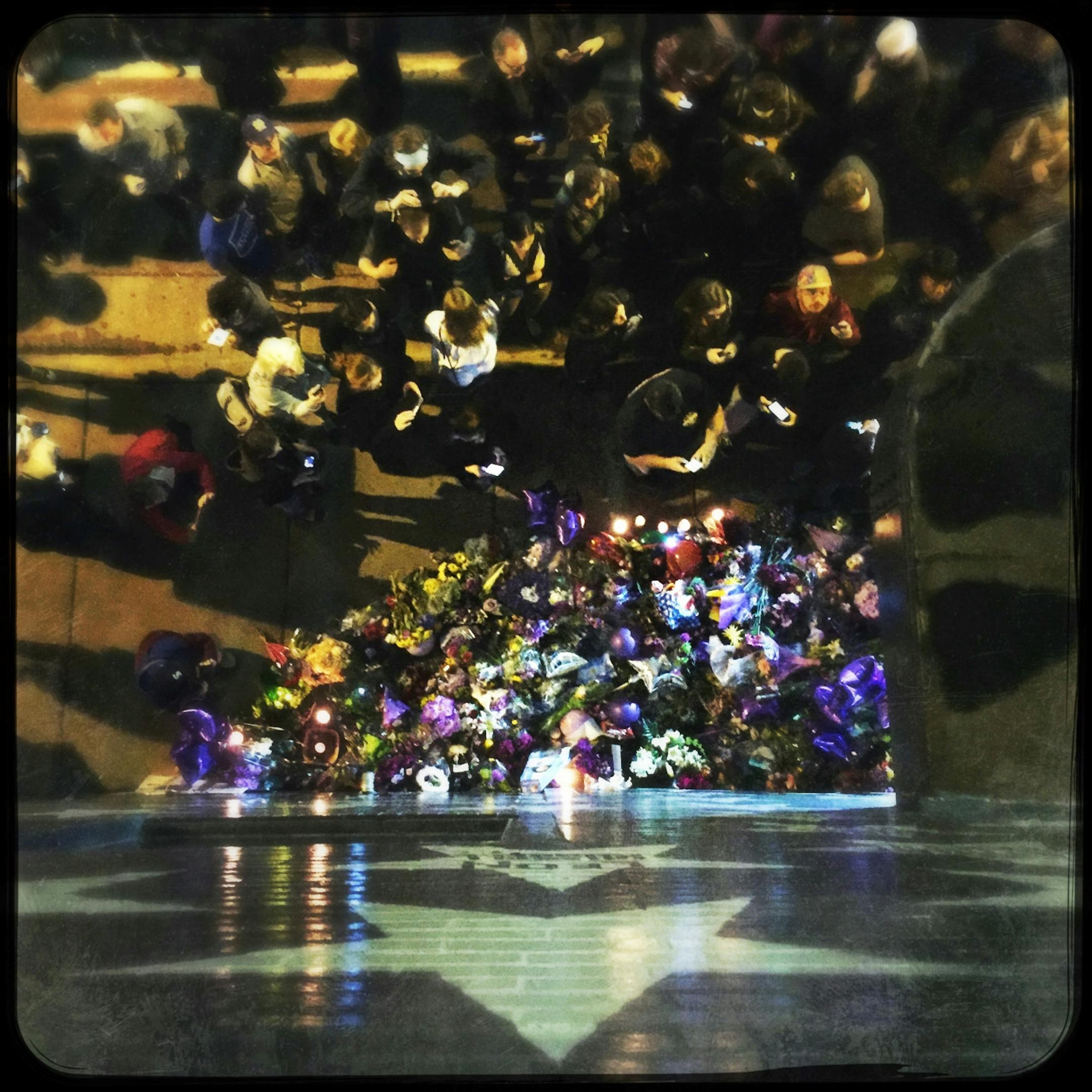The crowd outside of First Ave. after the death of Prince.