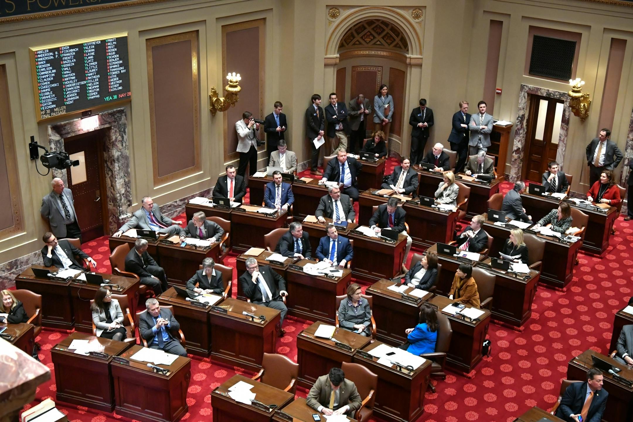 Sunday Liquor bill passes the Senate 38-28.