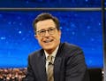 This image released by CBS shows Stephen Colbert during a taping of "The Late Show with Stephen Colbert," airing Friday March 31, 2017, in New York.