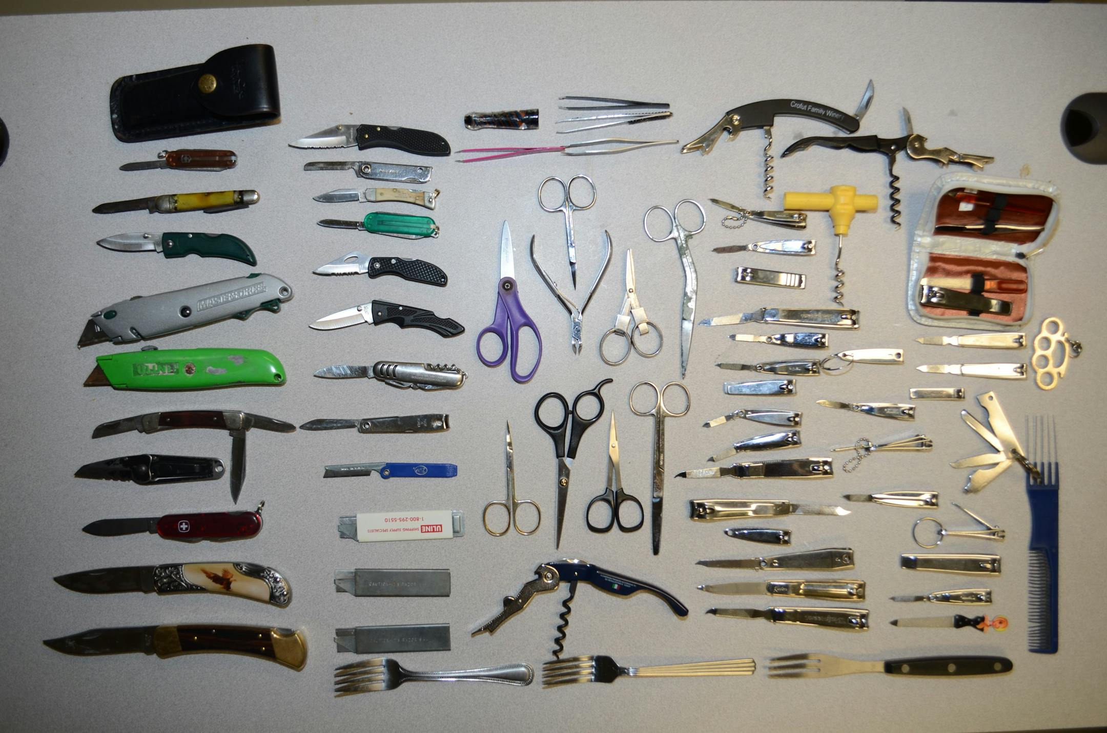 Many sharp items were confiscated during the first week of weapons screening at Hennepin County courthouses in Brooklyn Park, Edina and Minnetonka.