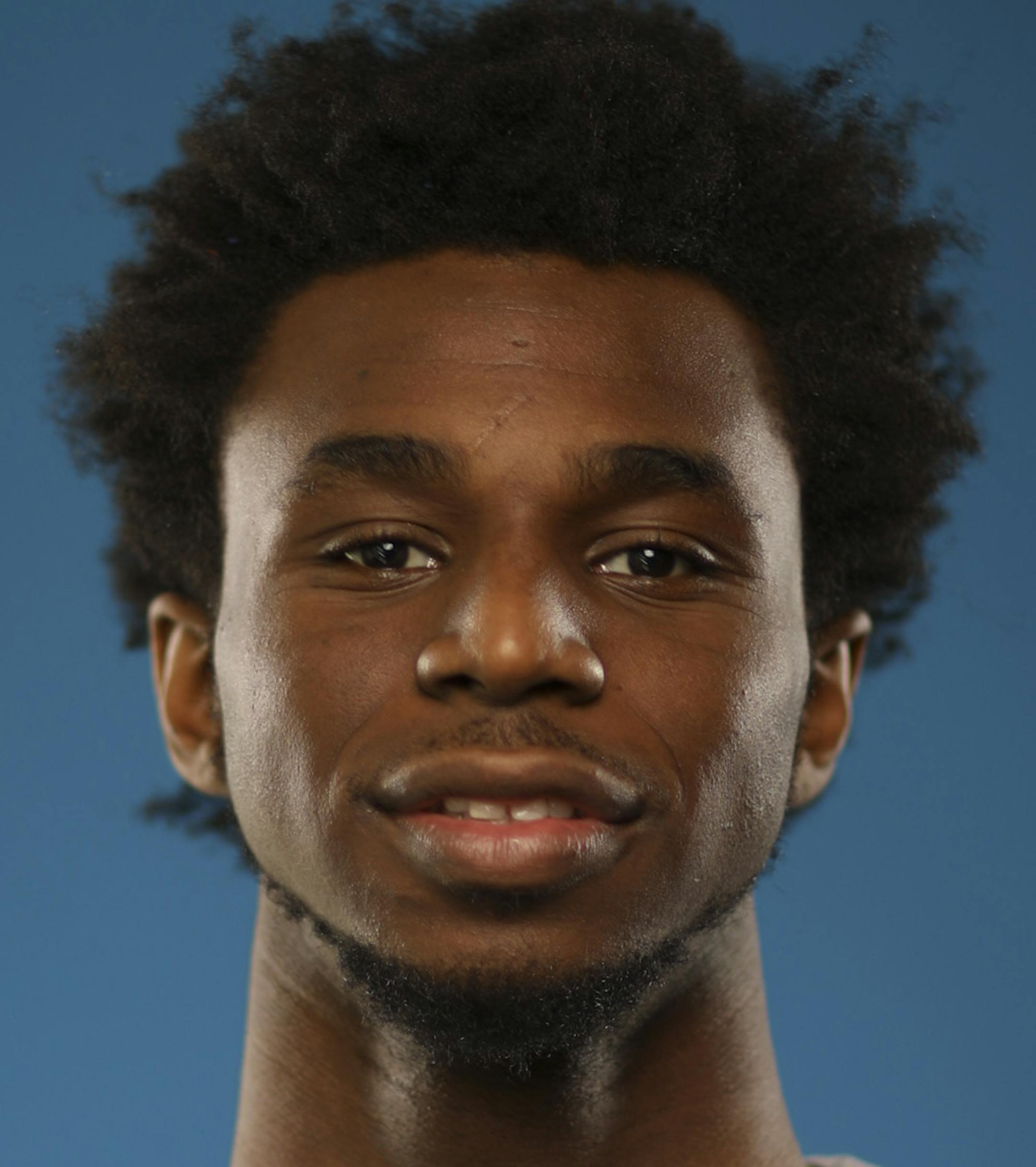 Timberwolves forward Andrew Wiggins during a portrait session at Media Day Monday afternoon. ] JEFF WHEELER ï jeff.wheeler@startribune.com The Minnesota Timberwolves held their Media Day Monday afternoon, September 26, 2016 at Mayo Clinic Square in Minneapolis.